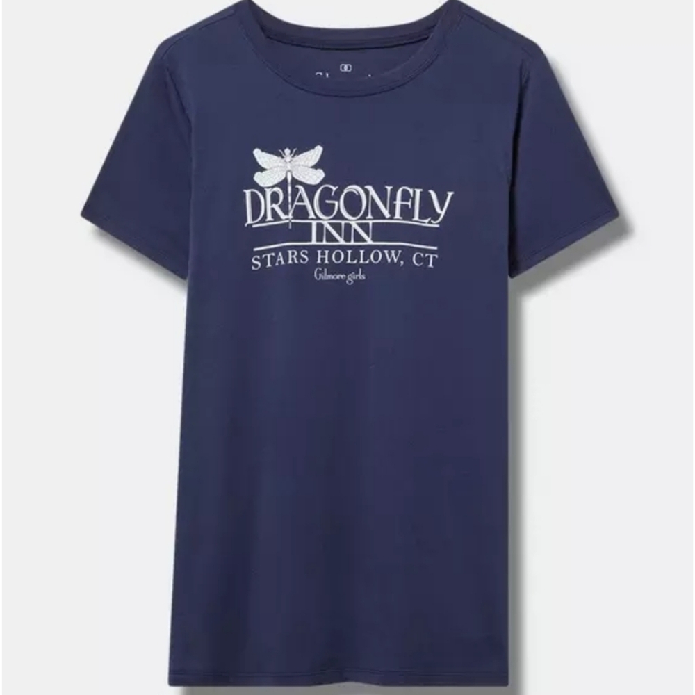NWT Torrid Gilmore Girls Navy Dragonfly Inn T-Shirt Sz 1 1X 14/16
